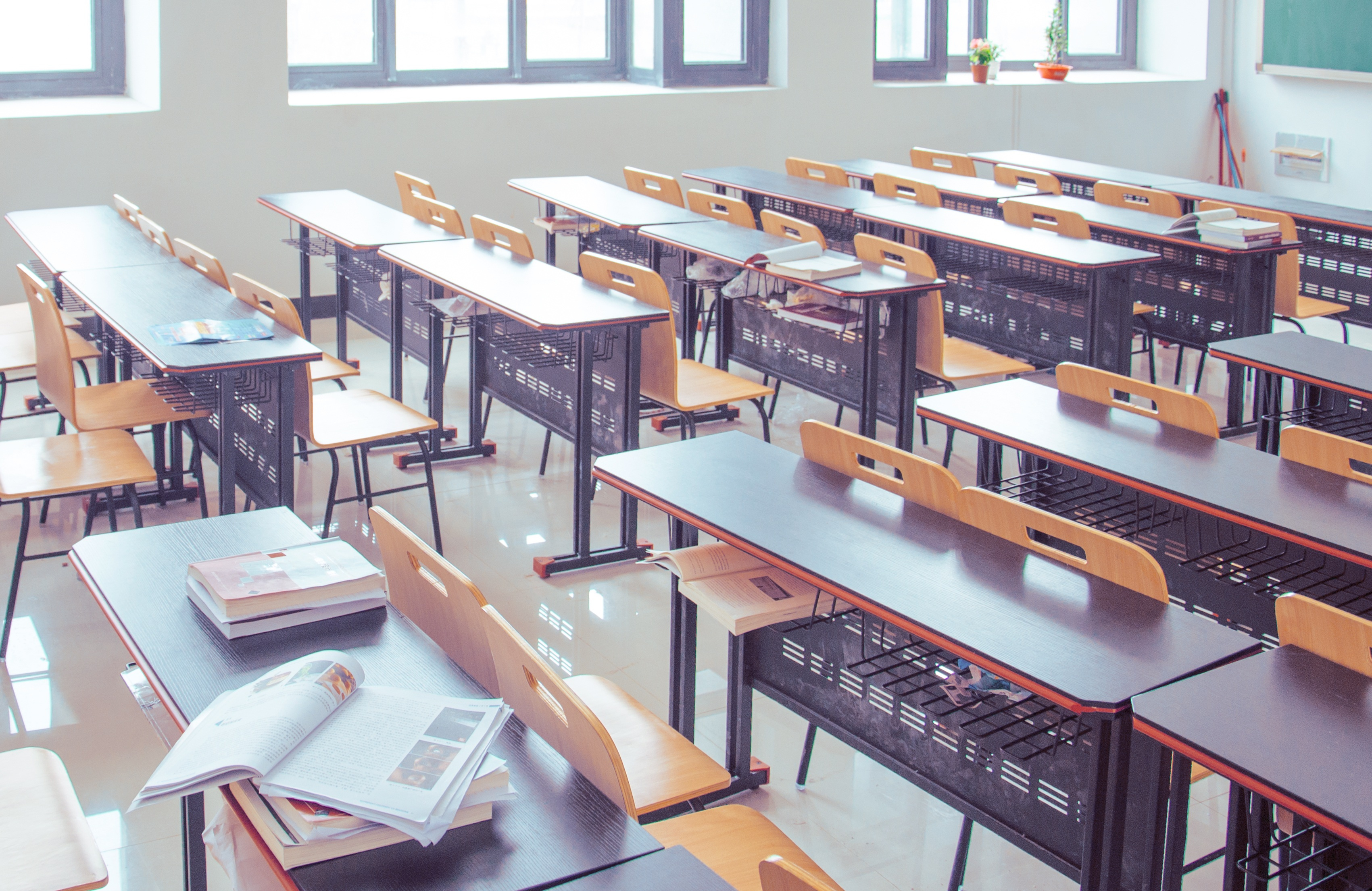 Desks in a Classroom